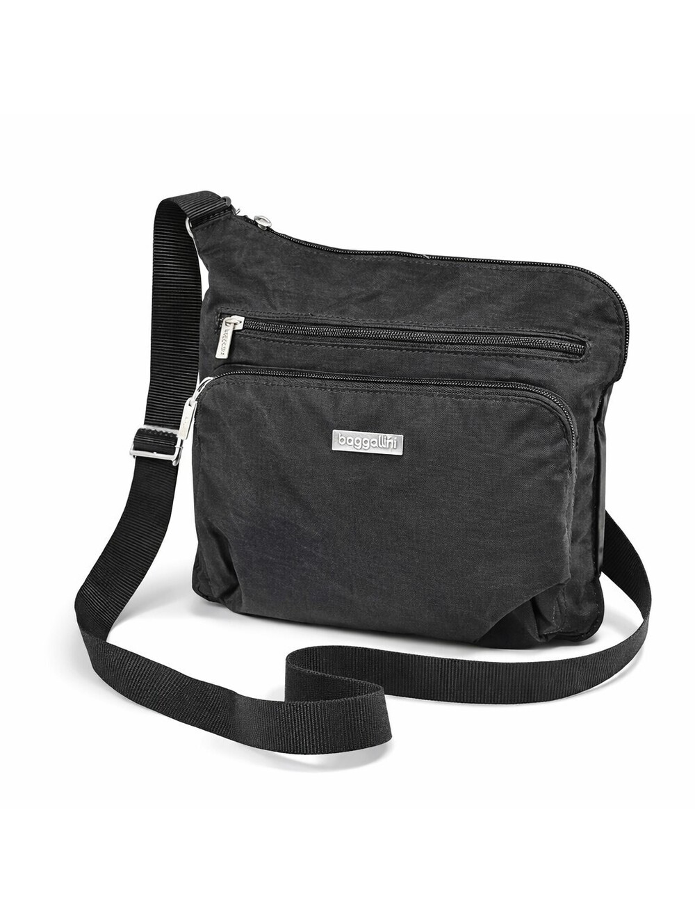 Baggallini Black Nylon Multi Pocket Belt Buckle Crossbody Bag & Passport Holder